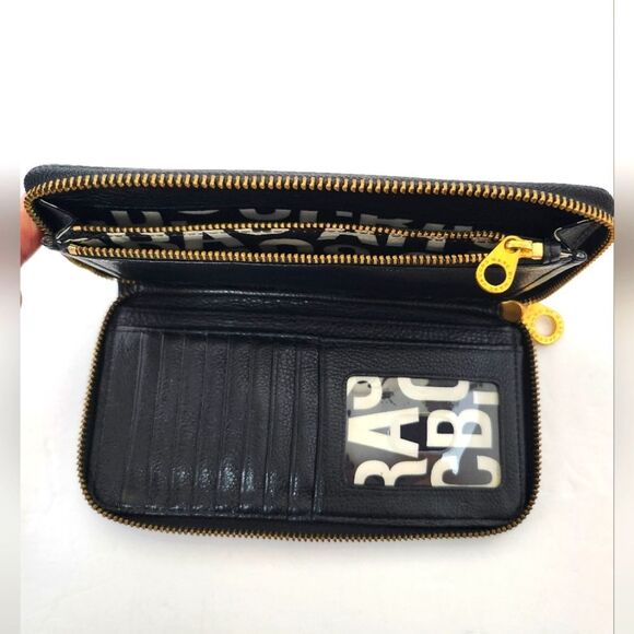 Marc By Marc Jacobs Leather Zip Around Wallet Black 7.25x3.5 - Picture 6 of 9